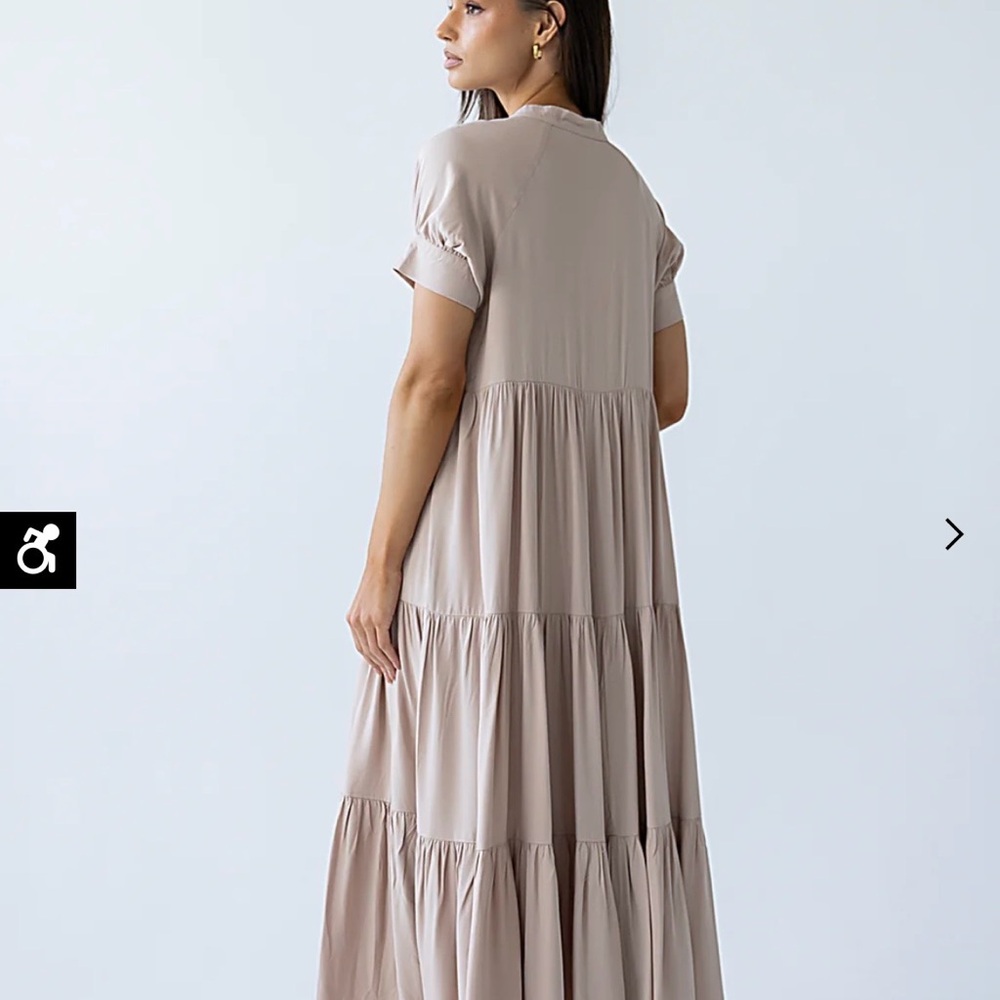 Tiered Maxi Dress in Light Taupe - Picture 3 of 6